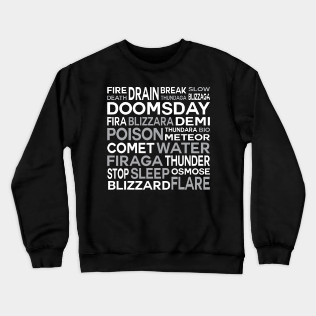 Black Magic Spells Word Cloud Final Fantasy IX Version Crewneck Sweatshirt by inotyler